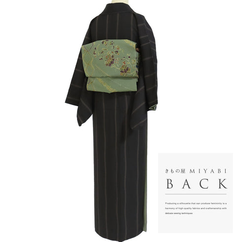 小紋 リサイクル 身丈155.5cm 裄63.6cm 袷 小紋三役と大小霰柄 ブラック Mサイズ お洒落 正絹 広衿 Sランク