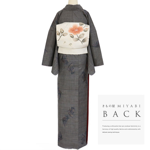 紬 リサイクル 身丈170.5cm 裄67.8cm 袷 蝶柄 ブラウン LLサイズ お洒落 カジュアル 証紙 しつけ糸 正絹 広衿 Sランク