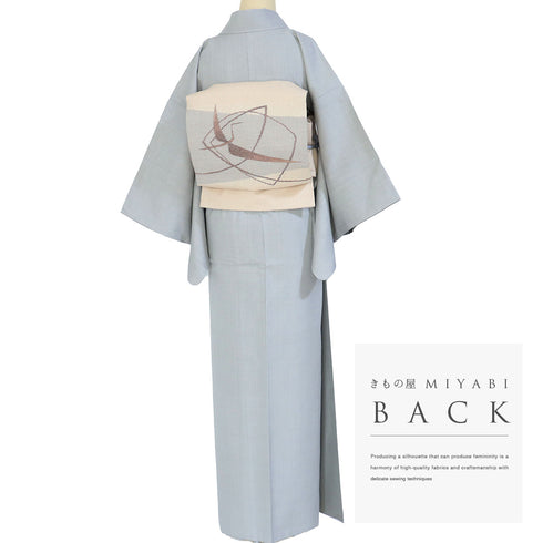 紬 リサイクル 身丈156.8cm 裄63.6cm 袷 無地 グレー Mサイズ お洒落 カジュアル しつけ糸 正絹 広衿 Sランク