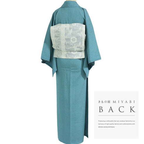 江戸小紋 リサイクル 身丈153.8cm 裄62.4cm 袷 ブルー Sサイズ お洒落 しつけ糸 正絹 広衿 Sランク