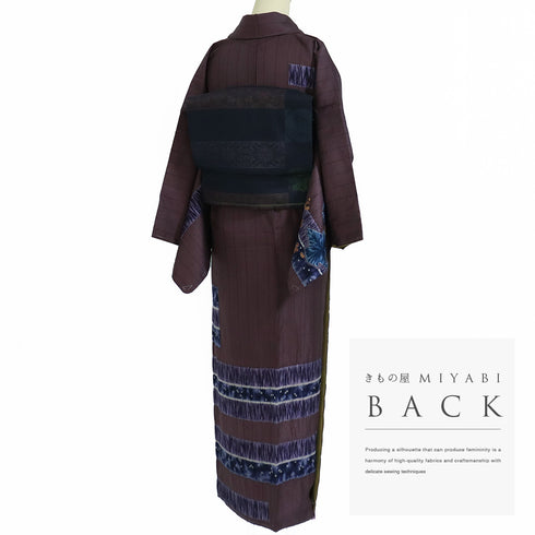 付下げ リサイクル 身丈155.6cm 裄65.2cm 袷 部分絞り 地紋 絞り彩色 パープル Mサイズ お洒落 しつけ糸 不明 広衿 Sランク