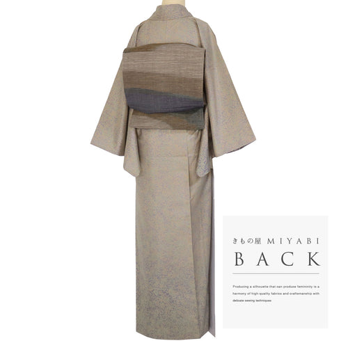 訪問着 リサイクル 身丈164cm 裄66.2cm 袷 たたき染め柄 パールトーン加工 紬 裾ボカシ 多色 Lサイズ お洒落 正絹 広衿 Sランク