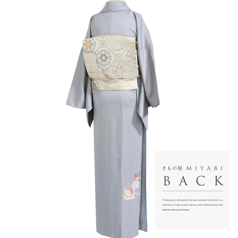 付下げ リサイクル 身丈167cm 裄68.6cm 袷 和楽器柄 グレー LLサイズ フォーマル セミフォーマル 正絹 広衿 Aランク