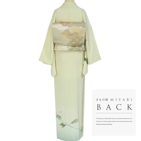 訪問着 リサイクル 身丈163.2cm 裄65.2cm 袷 加賀友禅 華の調べ 青木たか子作 アイボリー Lサイズ セミフォーマル お洒落 正絹 広衿 Sランク