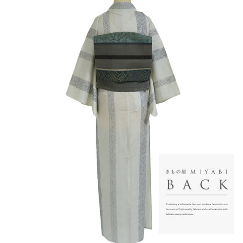 紬 リサイクル 身丈153cm 裄62.2cm 夏紬 絣模様 プリント柄 透け物 ホワイト Sサイズ お洒落 カジュアル ポリエステル 広衿 Sランク