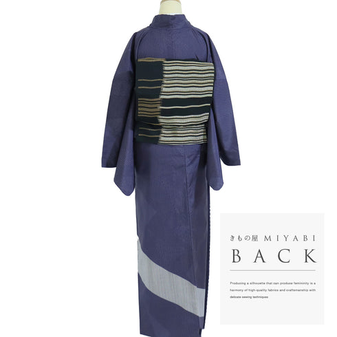 訪問着 リサイクル 身丈164.5cm 裄71.2cm 袷 裂取り柄 染め 大島紬 パープル Lサイズ お洒落 正絹 広衿 Sランク