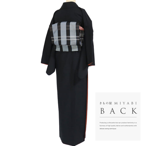 紬 リサイクル 身丈164.8cm 裄66.8cm 袷 無地 刺繍 ブラック Lサイズ お洒落 カジュアル 正絹 広衿 Aランク