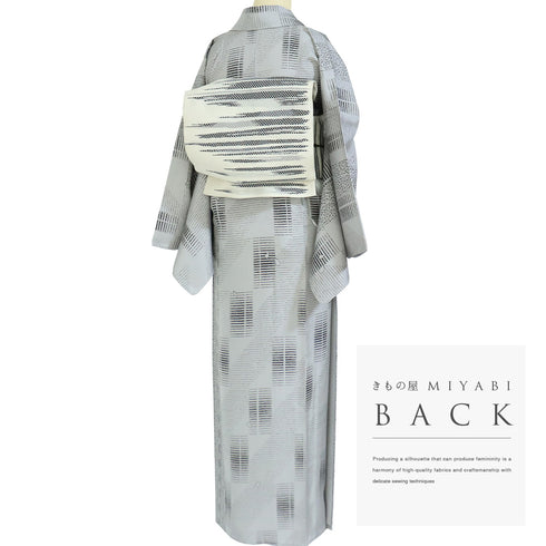 小紋 リサイクル 身丈165cm 裄68.4cm 単衣 グレー Lサイズ お洒落 不明 広衿 Sランク