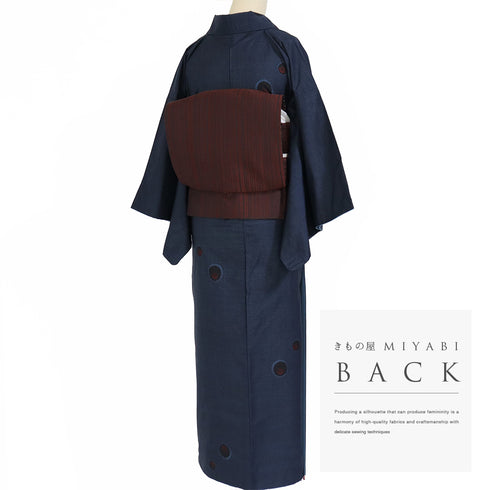 紬 リサイクル 身丈154.3cm 裄62.2cm 袷 ネイビー Sサイズ お洒落 正絹 広衿 Sランク