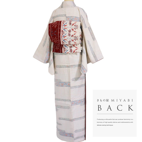 紬 リサイクル 身丈162.2cm 裄65cm 袷 花柄 アイボリー Lサイズ お洒落 カジュアル 正絹 広衿 Sランク