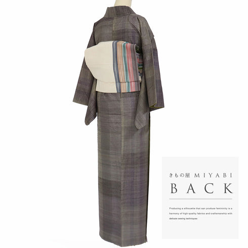 紬 リサイクル 身丈159.5cm 裄63.6cm 袷 デザイン縞柄 多色 Mサイズ カジュアル お洒落 正絹 広衿 Aランク