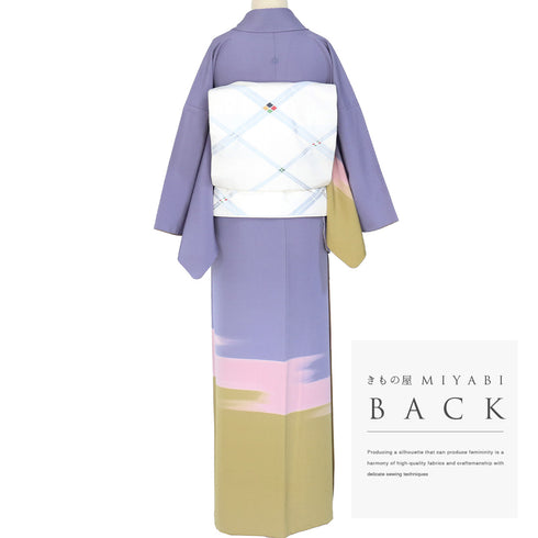 付下げ リサイクル 身丈161.8cm 裄64.4cm 袷 段染め 多色 Lサイズ お洒落 一つ紋 正絹 広衿 Aランク