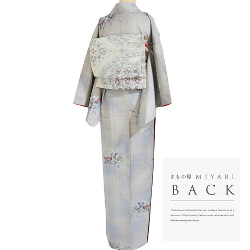 大島紬 リサイクル 身丈163cm 裄65.6cm 袷 花枝柄 心のやすらぎ 都喜ヱ門 多色 Lサイズ お洒落 カジュアル 証紙 しつけ糸 正絹 広衿 Sランク