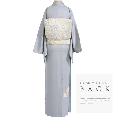 付下げ リサイクル 身丈167cm 裄68.6cm 袷 和楽器柄 グレー LLサイズ フォーマル セミフォーマル 正絹 広衿 Aランク