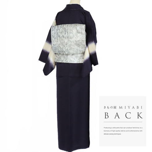 訪問着 リサイクル 身丈153.8cm 裄61.6cm 袷 縦ぼかしに花唐草柄 金彩 パープル Sサイズ お洒落 正絹 広衿 Sランク