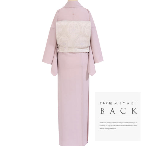 色無地 リサイクル 身丈163cm 裄64.2cm 単衣 長襦袢セット ピンク Lサイズ セミフォーマル お洒落 一つ紋 ポリエステル 洗える着物 バチ衿 Sランク