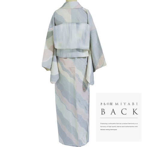 小紋 リサイクル 身丈150.8cm 裄64.5cm 単衣 小花柄 地紋 多色 Sサイズ お洒落 しつけ糸 正絹 広衿 Sランク