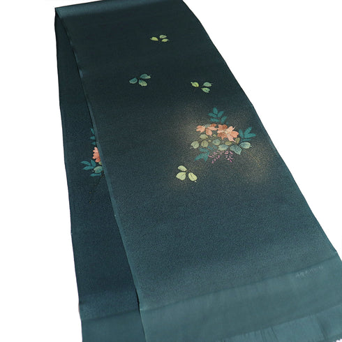 帯揚げ お洒落 ちりめん グリーン 正絹 新品・未使用品 丹後ちりめん 花柄