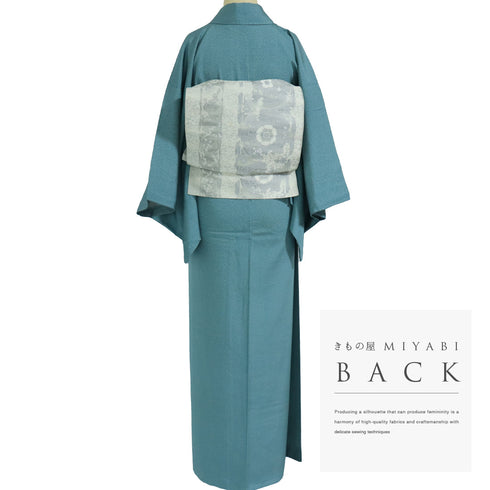 江戸小紋 リサイクル 身丈153.8cm 裄62.4cm 袷 ブルー Sサイズ お洒落 しつけ糸 正絹 広衿 Sランク