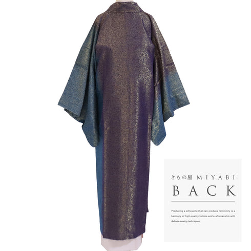 道中着 リサイクル 身丈130cm 裄66.7cm 袷 木目柄 地紋 ぼかし 多色 Lサイズ お洒落 正絹 Sランク