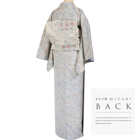 大島紬 リサイクル 身丈156.6cm 裄62.8cm 袷 草花柄 多色 Mサイズ お洒落 カジュアル しつけ糸 正絹 広衿 Sランク