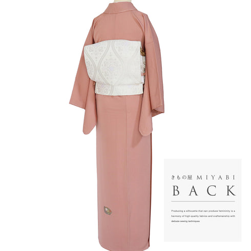 付下げ リサイクル 身丈169cm 裄64.9cm 袷 松梅桔梗 刺繍 箔 金彩 ピンク LLサイズ お洒落 しつけ糸 正絹 広衿 Sランク