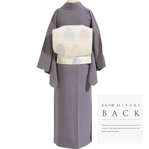 色無地 リサイクル 袷 Mサイズ Sランク パープル お洒落 身丈158cm 裄63cm 着物 IR-324