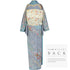 訪問着 リサイクル 身丈164.5cm 裄68.5cm 袷 道長雲取り 花柄 箔加工 絞り加工 ブルー Lサイズ セミフォーマル お洒落 正絹 広衿 Sランク