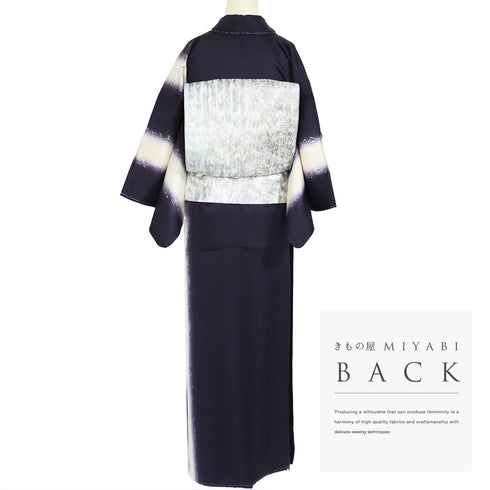 訪問着 リサイクル 身丈153.8cm 裄61.6cm 袷 縦ぼかしに花唐草柄 金彩 パープル Sサイズ お洒落 正絹 広衿 Sランク