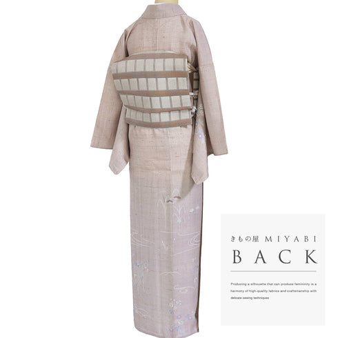 付下げ リサイクル 夏着物 身丈158.5cm 裄68.4cm 夏物 薄物 流水に菊柄 パープル Mサイズ お洒落 不明 広衿 Bランク