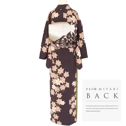 小紋 リサイクル 身丈159.8cm 裄68.4cm 袷 花柄 パープル Mサイズ お洒落 正絹 広衿 Sランク