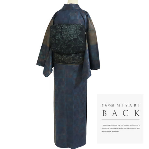 訪問着 リサイクル 身丈158.2cm 裄66.8cm 袷 石畳柄 地紋 多色 Mサイズ お洒落 正絹 広衿 Sランク