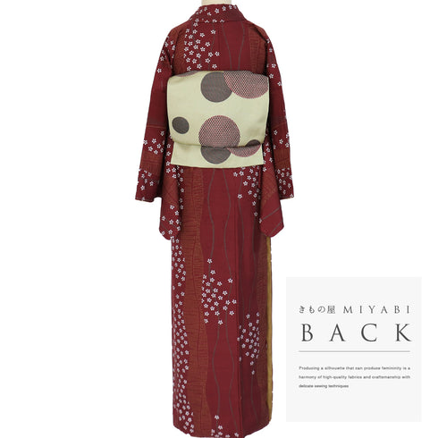 小紋 リサイクル 身丈164cm 裄68cm 袷 既製品 デザイン縦枠柄 小花散らし柄 ヒロミチナカノ レッド Lサイズ お洒落 しつけ糸 正絹 広衿 Sランク