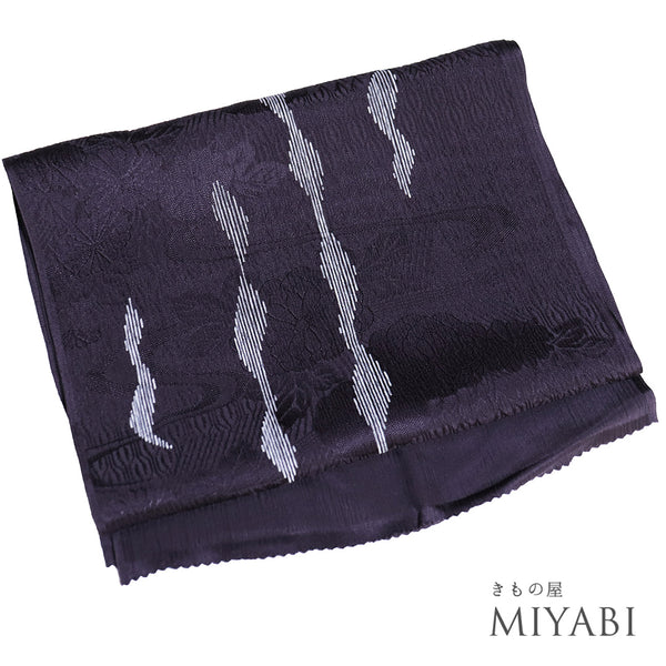 帯揚げ リサイクル お洒落 ちりめん 正絹 パープル 流水や菊の地紋柄 新品・未使用品 AG-1247