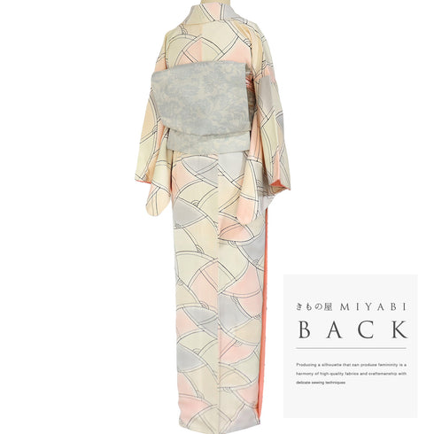 小紋 リサイクル 身丈160.5cm 裄64.6cm 袷 地紋彩色 多色 Lサイズ お洒落 正絹 広衿 Sランク