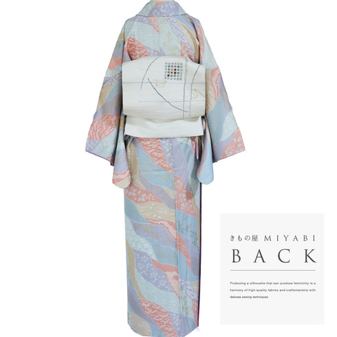 小紋 リサイクル 身丈156cm 裄69cm 袷 道長取り柄 八掛部分化繊 多色 Mサイズ お洒落 しつけ糸 正絹 広衿 Bランク