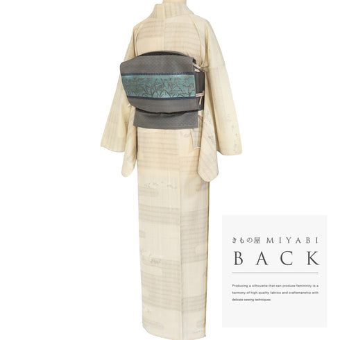 小紋 リサイクル 夏着物 身丈173.3cm 裄70.4cm 夏物 小花 エ霞 薄物 ベージュ LLサイズ カジュアル 不明 広衿 Aランク