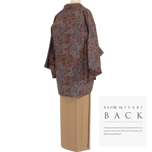 道中着 リサイクル 身丈80cm 裄67cm 袷 既製品 裂取り柄 多色 Lサイズ お洒落 カジュアル ポリエステル 洗える着物 Sランク