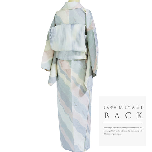 小紋 リサイクル 身丈150.8cm 裄64.5cm 単衣 小花柄 地紋 多色 Sサイズ お洒落 しつけ糸 正絹 広衿 Sランク