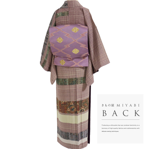 付下げ リサイクル 身丈153.5cm 裄46.5cm 袷 横縞柄 花柄 多色 Sサイズ お洒落 落款 正絹 広衿 Sランク