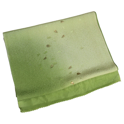 帯締め・帯揚げセット リサイクル お洒落 平組紐 グリーン 正絹 Sランク ぼかし 花びら