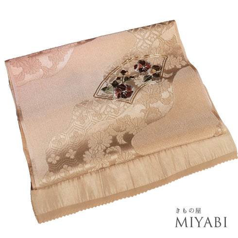 帯揚げ リサイクル セミフォーマル お洒落 ちりめん 正絹 多色 ぼかし 地紋 刺繍 花柄 新品・未使用品 AG-1244