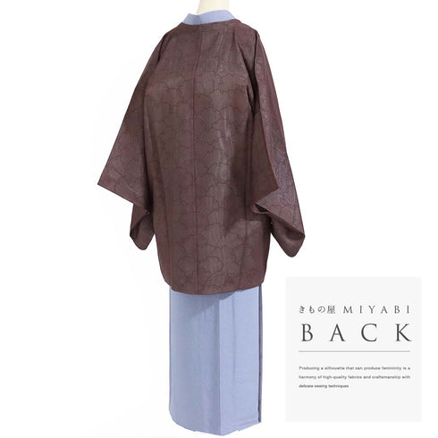 紗 リサイクル 都衿コート 袷 Mサイズ Sランク 雪輪 青海波模様 お洒落 コート丈85cm 裄66.6cm 正絹 HA-292