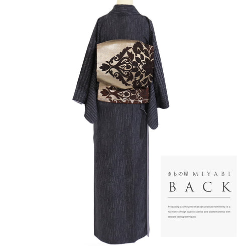 紬 リサイクル 身丈157cm 裄64cm 袷 デザイン格子柄 グレー Mサイズ カジュアル お洒落 正絹 広衿 Sランク