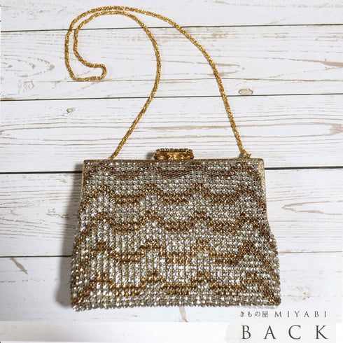 バック アンティーク ラインストーン お洒落 横幅16cm 高さ12.5cm マチ3cm Bランク 和装小物 ET-388