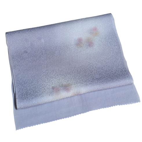 帯締め・帯揚げセット リサイクル ゆるぎ ちりめん パープル 正絹 未使用品 花柄の地紋