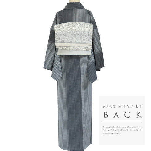 紬 リサイクル 身丈151.7cm 裄63.8cm 単衣 塩沢 後身頃居敷当て付き グレー Sサイズ お洒落 カジュアル 証紙 正絹 広衿 Aランク