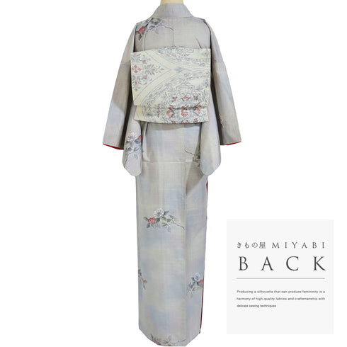 大島紬 リサイクル 身丈163cm 裄65.6cm 袷 花枝柄 心のやすらぎ 都喜ヱ門 多色 Lサイズ お洒落 カジュアル 証紙 しつけ糸 正絹 広衿 Sランク