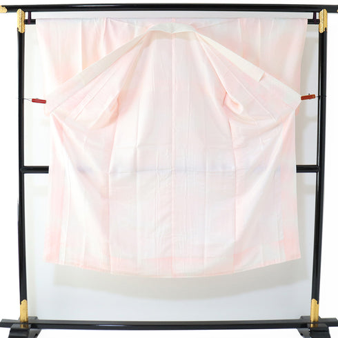 長襦袢 リサイクル 長襦袢 身丈133.7cm 裄65.6cm 袷 麻の葉柄 地紋 ピンク Mサイズ 正絹 Aランク