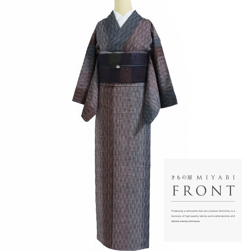 紬 リサイクル 身丈160.7cm 裄65.6cm 袷 デザイン縞模様 多色 Lサイズ お洒落 カジュアル 正絹 広衿 Sランク